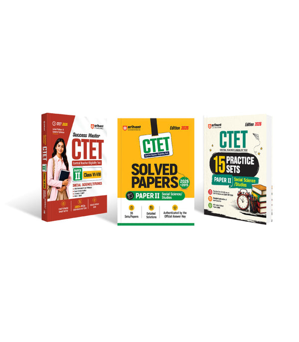 CTET 2026 15 Practice Sets Paper 2 (Class 6-8) | Social Science/ Studies | Child Development & Pedagogy, Social Science, English & Hindi , 35 Solved Papers (2026–2014) & Practice Sets Paper 2 | English Medium