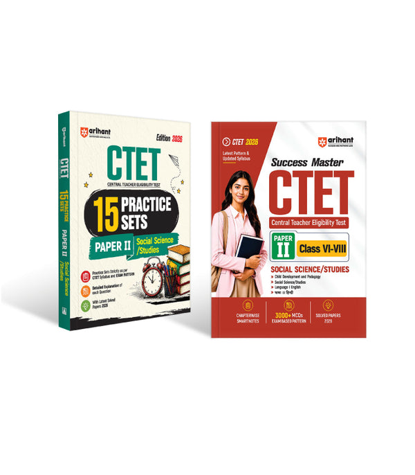 Combo of Success Master CTET 2026 Paper 2 (Class 6–8) | Social Science/Studies | Child Development & Pedagogy, Social Science, English & Hindi & 15 Practice Sets | English Medium
