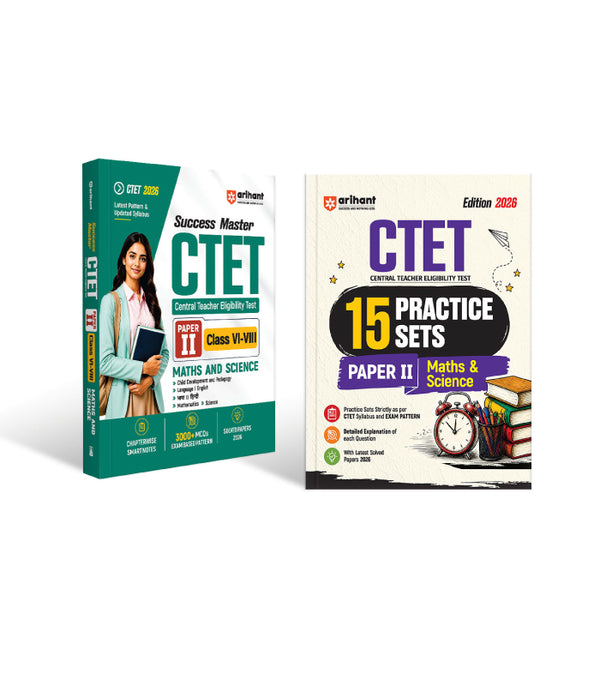 Combo of Success Master CTET 2026 Paper 2 (Class 6–8) | Maths & Science | Child Development & Pedagogy, Mathematics, Science, English & Hindi & 15 Practice Sets | Englsih Medium