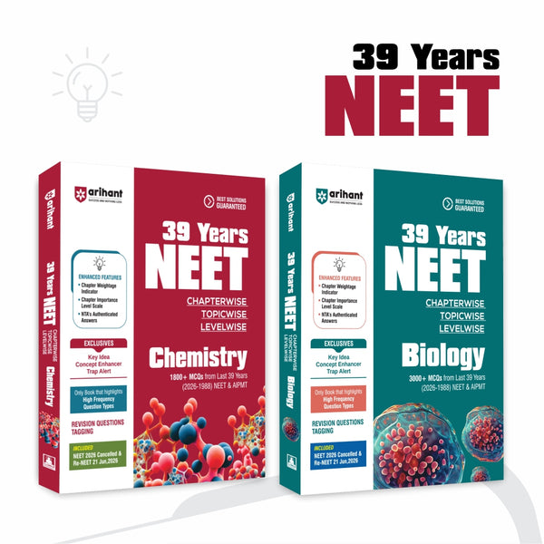 Combo (Set of 2 Books) 39 Years NEET (2026–1988) Chemistry & Biology PYQ Question Banks for NEET 2027 | Chapterwise, Topicwise & Levelwise PYQs with NTA Authenticated Solutions & Re-NEET 2026 Paper