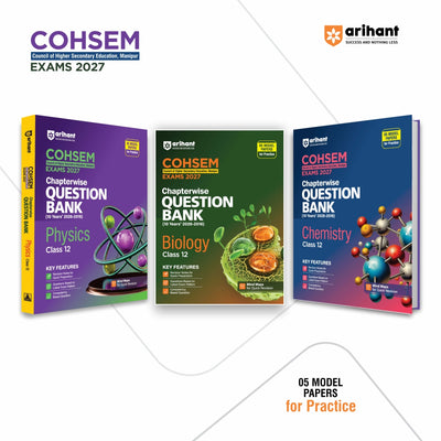 Combo (Set of 3 Books) COHSEM Class 12 PCB Question Bank Set (Physics, Chemistry & Biology) for 2027 Exam | 10 Years Chapterwise PYQs (2016–2026) with Revision Notes, Mind Maps, Competency Questions & 15 Model Papers