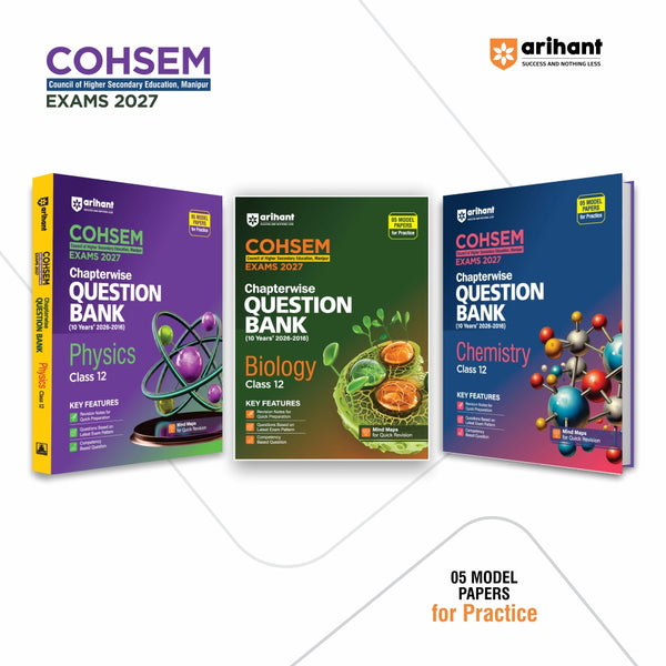 Combo (Set of 3 Books) COHSEM Class 12 PCB Question Bank Set (Physics, Chemistry & Biology) for 2027 Exam | 10 Years Chapterwise PYQs (2016–2026) with Revision Notes, Mind Maps, Competency Questions & 15 Model Papers