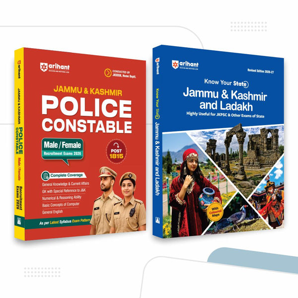 Combo (Set of 2 Books) J&K Police Constable Exam 2026 Prep Pack: Complete Guide (GK, J&K Reference, Reasoning, Maths, Computer & English) + Know Your State Jammu & Kashmir and Ladakh GK | Latest Syllabus, Maps & Budget 2026–27