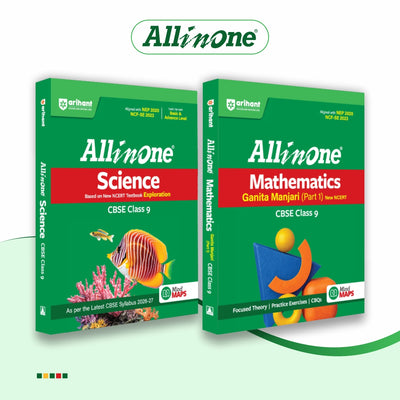 Combo (Set of 2 Books) All in One Class 9 Science & Mathematics Part-1 Prep Pack for CBSE Exam 2026–27 | NCERT-Based Theory, Practice Exercises, CBQs, A-R Questions, Sample Papers & Mind Maps