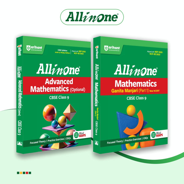 Combo (Set of 2 Books) All in One Class 9 Mathematics & Advanced Mathematics (Optional) Prep Pack for CBSE Exam 2026–27 | NCERT-Based Theory, Practice Exercises, CBQs, A-R Questions, Sample Papers & Mind Maps