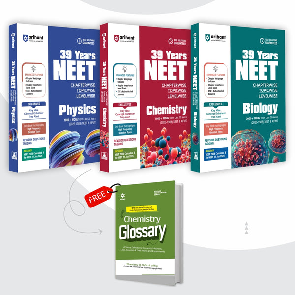 Combo (Set of 4 Books) NEET 2027 39 Years Chapterwise PYQ Master Pack: Physics, Chemistry & Biology (2026–1988 with Re-NEET 2026 Paper & Key Ideas) + Chemistry Glossary | NTA Authenticated Solutions