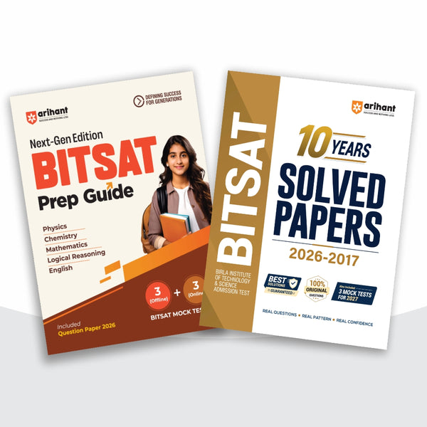 Combo (Set of 2 Books) BITSAT 2027 Complete Master Pack: Next-Gen Prep Guide (with 3 Offline + 3 Online Mock Tests) + 10 Years Solved Papers (2026–2017) with Detailed Solutions | PCM, Logical Reasoning & English