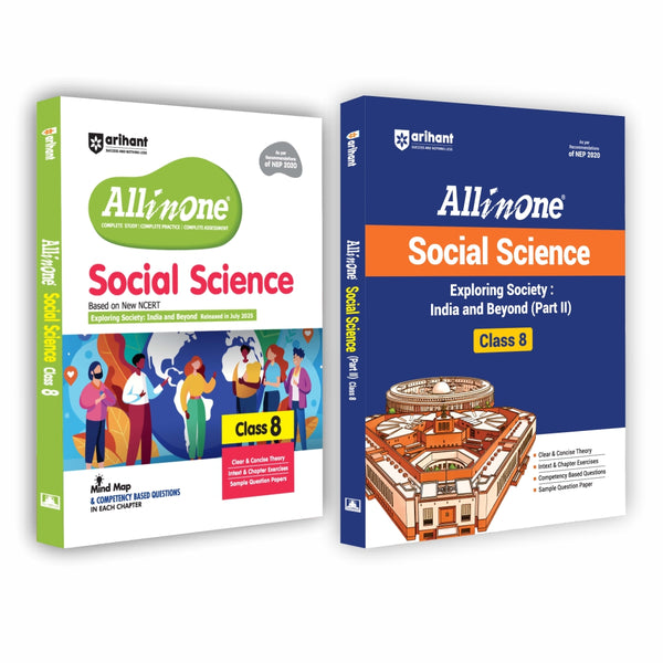 Combo (Set of 2 Books) CBSE Class 8 Social Science 2026–27: All in One Guide + Exploring Society India and Beyond (Part 2) | NCERT Complete Theory, Mind Maps, Practice Exercises & Sample Papers