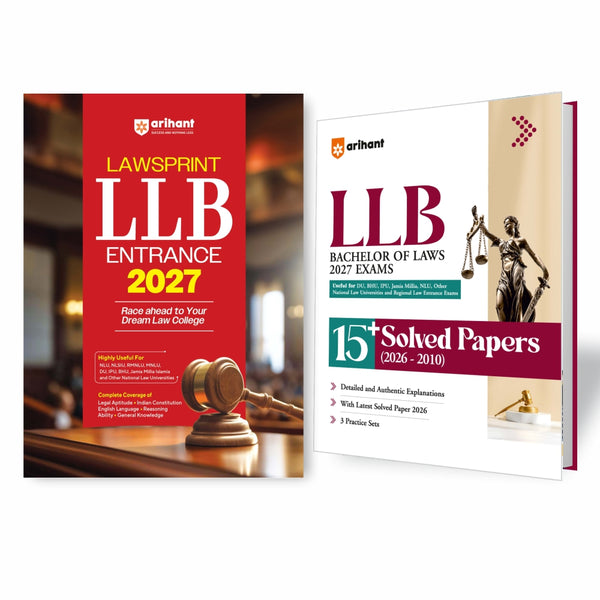Combo (Set of 2 Books) LLB Entrance Exam 2027 Complete Prep Kit: LAWSPRINT Study Guide + 15+ Solved Papers (2010-2026) & 3 Practice Sets with Detailed Explanations | For NLU, DU, BHU, IPU, Jamia Millia & Law Entrance Exams