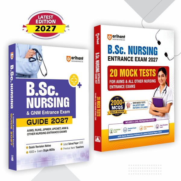 Combo (Set of 2 Books) B.Sc. Nursing & GNM Entrance Exam 2027 Prep Kit: Complete Study Guide (4000+ MCQs & Revision Notes) + 20 Mock Tests & Solved Paper 2026 | For AIIMS, RUHS, UPCNET, JIPMER & State Nursing Exams