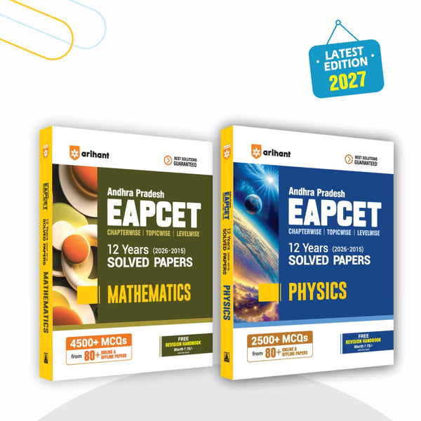 Combo (Set of 2 Books) AP EAPCET 2027 Prep Kit: 12 Years Solved Papers (2015-2026) for Mathematics & Physics | 7000+ MCQs, 80+ Test Papers & Free Revision Handbooks | AP EAMCET