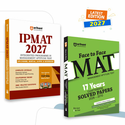 Combo (Set of 2 Books) IPMAT 2027 & MAT Exam Prep Kit: Complete Guide for IIM Indore, Rohtak, Jammu, Ranchi & Kozhikode + Face to Face MAT 17 Years Solved Papers (2010-2026) | 2000+ MCQs & Detailed Solutions