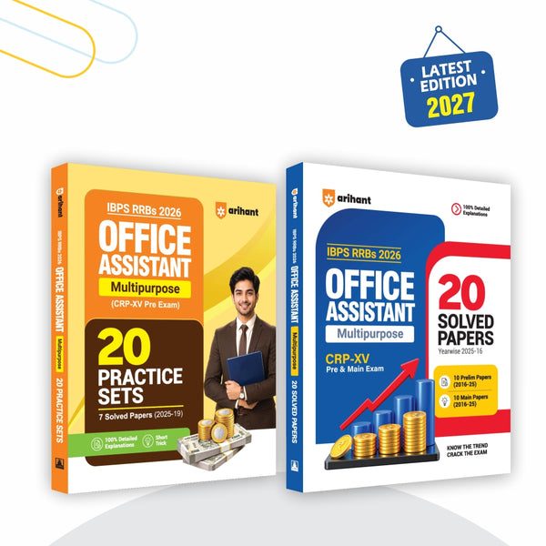 Combo (Set of 2 Books) IBPS RRB Office Assistant (Multipurpose) CRP-RRBs XV Exam Kit: 20 Practice Sets with Short Tricks & 20 Solved Papers (2025–2016) Pre & Main | 100% Detailed Explanations & Solutions