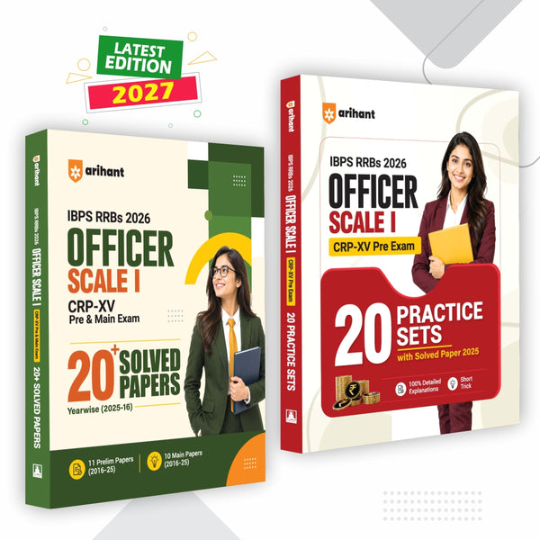 Combo (Set of 2 Books) IBPS RRB Officer Scale I CRP-RRBs XV Exam Kit: 20 Practice Sets with Short Tricks & 20+ Solved Papers (2025–2016) Pre & Main | 100% Detailed Explanations & Solutions