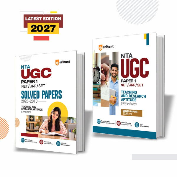 Combo (Set of 2 Books) UGC NET/JRF/SET Paper 1 Kit: Teaching & Research Aptitude Study Guide & Solved Papers (2026-2010) | Complete Theory, Unitwise Practice, 10 Years PYQs, June 2026 Paper & 5 Practice Sets
