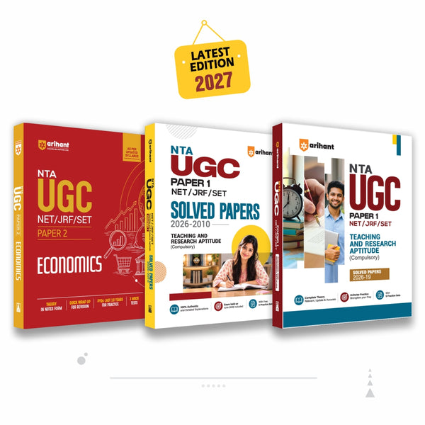 Combo (Set of 3 Books) UGC NET/JRF/SET Exam Kit: Economics Paper 2 Study Guide + Paper 1 Solved Papers (2026-2010) & Paper 1 Complete Study Guide | Theory Notes, 10 Years PYQs, June 2026 Solved Paper & Mock Tests | NTA NET Prep