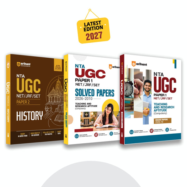 Combo (Set of 3 Books) UGC NET/JRF/SET Exam Kit: History Paper 2 Study Guide + Paper 1 Solved Papers (2026-2010) & Paper 1 Complete Study Guide | Theory Notes, 10 Years PYQs, June 2026 Solved Paper & Mock Tests | NTA NET Prep