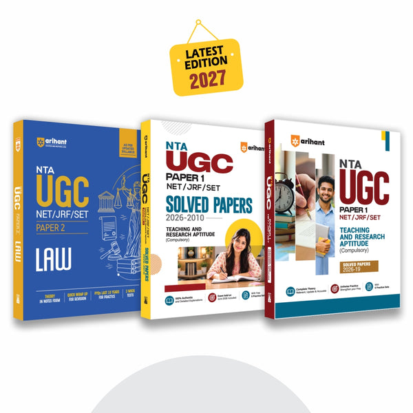Combo (Set of 3 Books) UGC NET/JRF/SET Exam Kit: Law Paper 2 Study Guide + Paper 1 Solved Papers (2026-2010) & Paper 1 Complete Study Guide | Theory Notes, 10 Years PYQs, June 2026 Solved Paper, 3 Mock Tests & 10 Practice Sets | NTA NET Prep