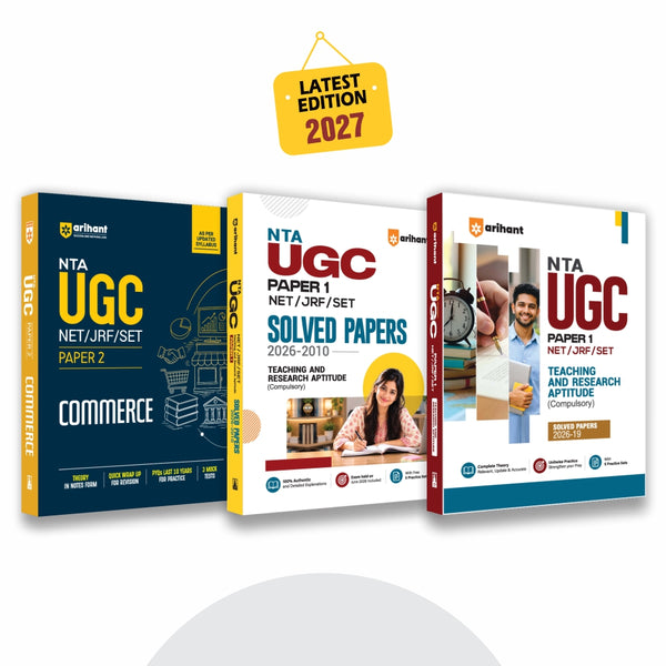 Combo (Set of 3 Books) NTA UGC NET/JRF/SET Paper 1 & Paper 2 Commerce Exam Kit (2026–2027): Complete Study Guide, Updated Theory Notes, Unitwise PYQs (2010–2026) & 13 Mock Tests | Teaching & Research Aptitude
