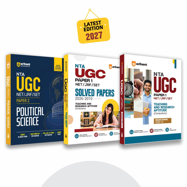 Combo (Set of 3 Books) NTA UGC NET/JRF/SET Paper 1 & Paper 2 Political Science Exam Kit (2026–2027): Complete Study Guide, Updated Theory Notes, Unitwise PYQs (2010–2026) & 13 Mock Tests | Teaching & Research Aptitude