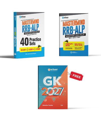 Combo of Mastermind RRB ALP (Assistant Loco Pilot) Exam 2026 | 40 Practice Sets & Solved Papers & Complete Notes with Mock Tests & Solved Papers | With Free General Knowledge 2027 | English Medium