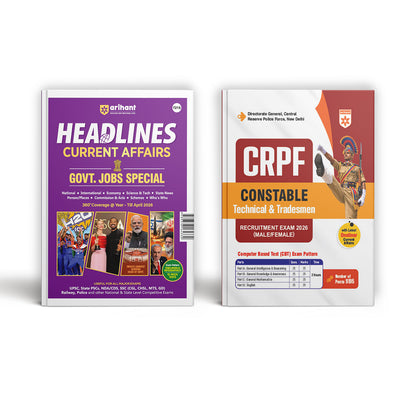 Combo of Headline Current Affairs & CRPF Constable (Technical & Tradesmen) Online Exam 2026 Complete Study Guide | English Medium