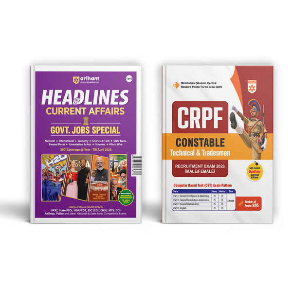 Combo of Headline Current Affairs & CRPF Constable (Technical & Tradesmen) Online Exam 2026 Complete Study Guide | English Medium