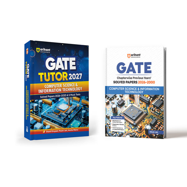 Combo of Gate Tutor 2027 Computer Science & Information Technology | Solved Papers 2023–2026 & 5 Mock Tests & Chapterwise Solved Papers 2026–2000 | English Medium