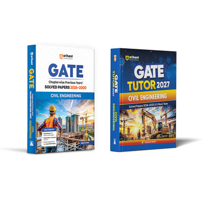 Combo of GATE Tutor 2027 Civil Engineering | Solved Papers 2023–2026 & 5 Mock Tests & Chapterwise Solved Papers 2026–2000 | English Medium
