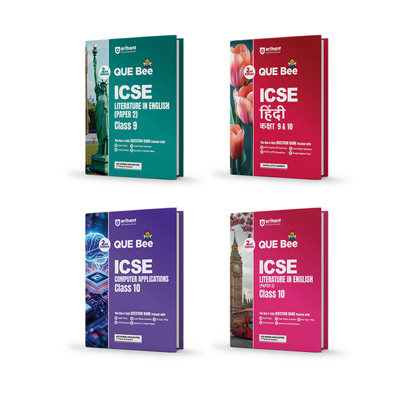 Combo of ICSE QUEE BEE Class 9 & 10 Exam 2027 | English Lit (Paper-2), Hindi, Computers Application | As per Latest ICSE Syllabus | Que Bee 2nd Edition