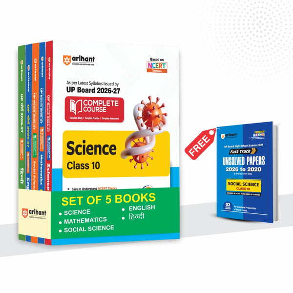 Combo (Set of 6 Books) UP Board Class 10 Complete Prep Pack 2026-27 (English Medium): Science, Math, Social Science, Hindi & English + Fast Track Social Science Guide | NCERT & NEP 2020