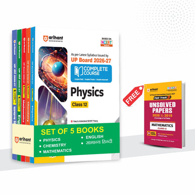 Combo (Set of 6 Books) UP Board Class 12 Complete Prep Pack 2026-27: PCM Stream (Physics, Chemistry, Mathematics, English & Samanya Hindi) + Free Fast Track Mathematics Exam Guide | NCERT & NEP 2020 Based with OMR Papers