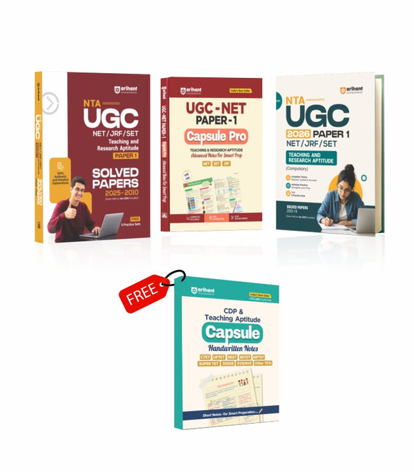 Combo of NTA UGC NET/JRF/SET Paper 1 | Teaching & Research Aptitude | Solved Papers (2025–2010), Complete Theory + Unitwise Practice MCQs & Capsule Pro | With Free Child Development and Pedagogy (CDP) & Teaching Aptitude Capsule | English Medium
