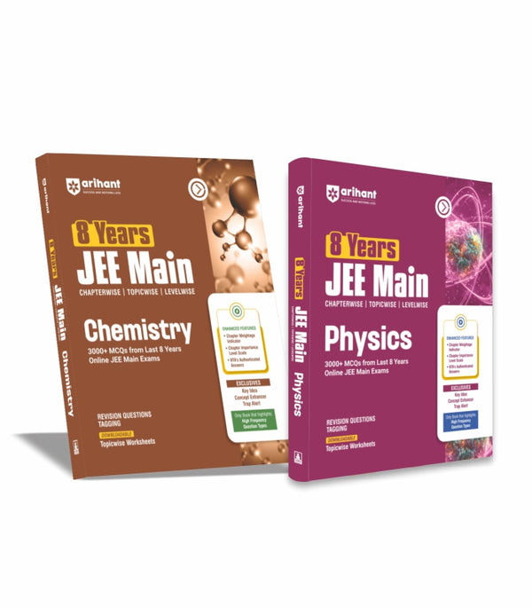 Combo of 8 Years JEE Main | Physics, & Chemistry | Chapterwise, Topicwise & Levelwise 3000+ PYQs | English Medium