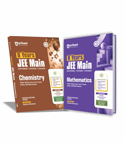 Combo of 8 Years JEE Main | Chemistry & Mathematics| Chapterwise, Topicwise & Levelwise 3000+ PYQs | English Medium