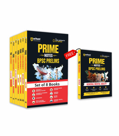 Combo of Prime Notes BPSC Prelims | Ancient & Medieval History, Art & Culture and Environment, Polity, General Science , Geography, Economy & Economic Geography, History | With Free Prime Notes BPSC Prelims General Mental Ability | English Medium