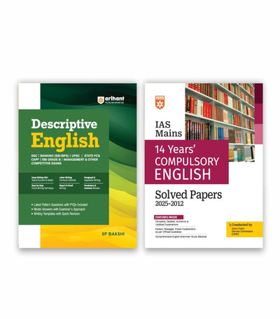Combo of Descriptive English & IAS Mains Compulsory English | 14 Years’ Solved Papers (2025–2012) | English Medium