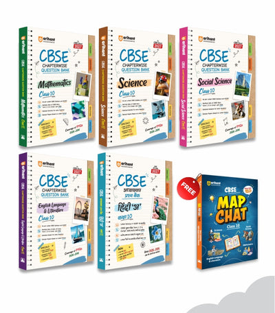Combo of CBSE Class 10 Chapterwise Question Bank for Board Exam 2027 | Mathematics, Science, Social Science, English Language & Literature, Hindi -A | With Free Map Chat | English Medium