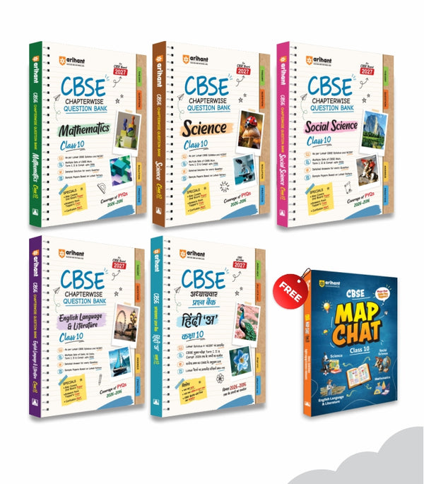 Combo of CBSE Class 10 Chapterwise Question Bank for Board Exam 2027 | Mathematics, Science, Social Science, English Language & Literature, Hindi -A | With Free Map Chat | English Medium