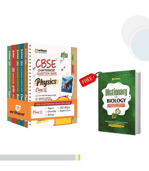 Combo of CBSE Class 12 Chapterwise Question Bank for Board Exam 2027 | Physics, Mathematics, Chemistry, Hindi Kendrik, English  | With Free Dictionary of Physics | English Medium
