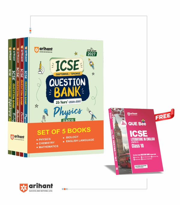 Combo of ICSE Class 10 Chapterwise Question Bank for Board Exam 2027 | Biology, Physics, Mathematics, Chemistry, English Lang| With Free ICSE Literature in English | English Medium