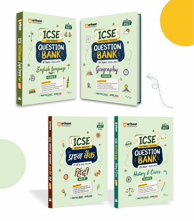 Combo of ICSE Class 10 Chapterwise Question Bank for Board Exam 2027 | English Lang., Geography,History & Civics & Hindi | English Medium