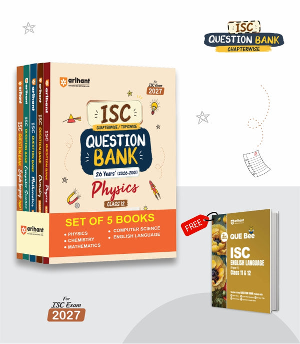 Combo of ISC Class 12 Question Bank for Exam 2027 | Physics, Chemistry, Mathematics, Computer Science, English Lang., | With Free ISC QUE Bee English Language (Paper 1) Class 11 & 12 | English Medium