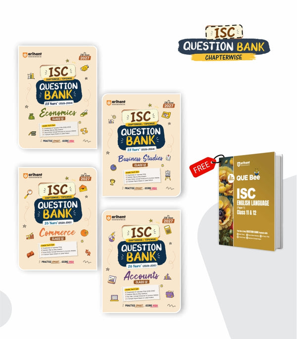 Combo of ISC Class 12 Question Bank for Exam 2027 | Economics, Business Studies, Commerce, Accounts | With Free ISC QUE Bee English Language | English Medium