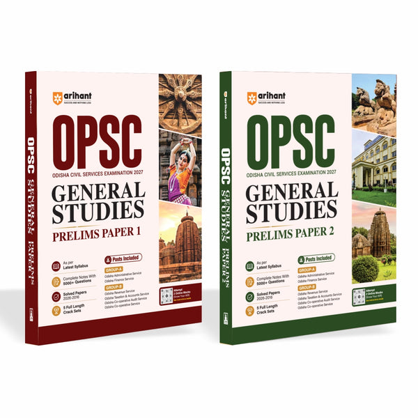 Combo (Set of 2 Books) OPSC Prelims 2027 General Studies Paper 1 & Paper 2 | Odisha Civil Services Complete Study Kit | Notes, 5000+ MCQs, 11 Years Solved Papers (2016–2026) & 5 Mock Tests