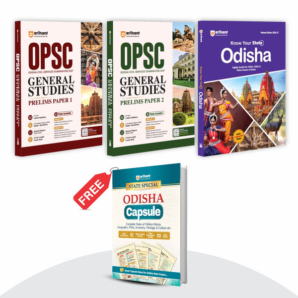 Combo (Set of 4 Books) OPSC Odisha Civil Services Prelims 2027 Complete Prep Pack: GS Paper 1, Paper 2, Know Your State Odisha & State Special Capsule | Notes, 10,000+ MCQs, PYQs with Budget 2026–27 & 5 Mock Tests
