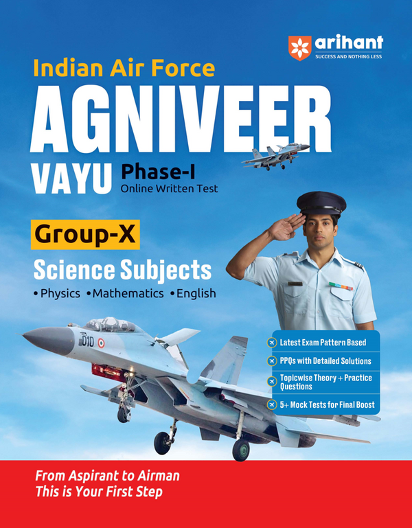 Combo of Indian Air Force Agniveer Vayu (Phase 1) Online Exam 2026 | Group X Science (Physics, Mathematics, English) & Group X Science 25 Practice Sets | English Medium