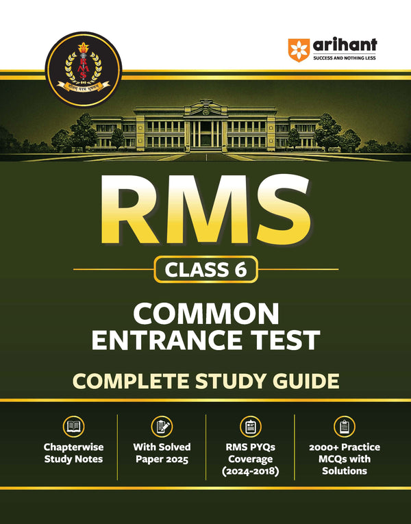RMS (Rashtriya Military School) Class 6 Entrance Test 2026 | Complete Study Guide with Chapterwise Notes | Solved Paper 2025 | RMS PYQs (2018–2024) | 2000+ Practice MCQs with Detailed Solutions | Latest Exam Pattern Based