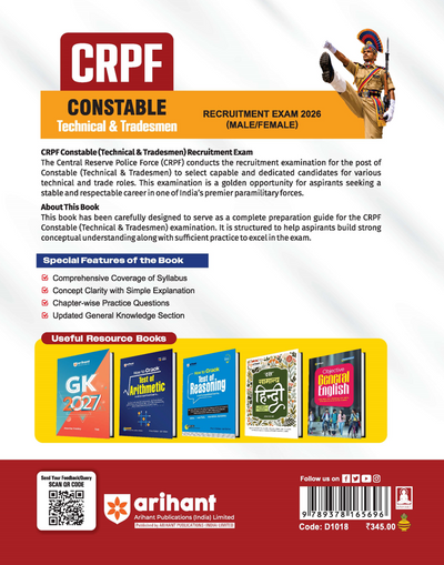 CRPF Constable (Technical & Tradesmen) Online Exam 2026 | Complete Study Guide | Revision Notes, Practice MCQs | Coverage of Reasoning, GK, Maths, English & Current Affairs