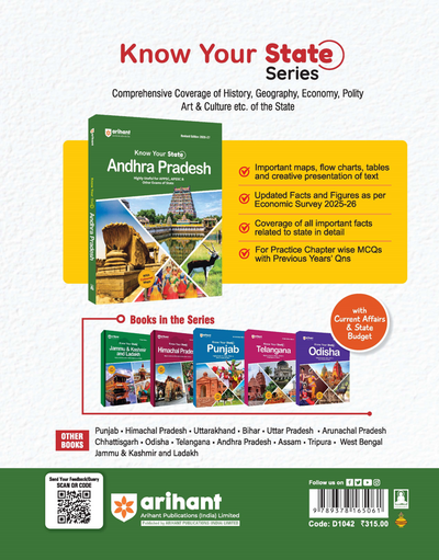 Know Your State Andhra Pradesh (General Knowledge) | Highly Useful for APPSC, APSSC, & Other Competitive Exams | With Important Map, Flow charts, Tables, Practice MCQs, PYQs & Budget 2026-27
